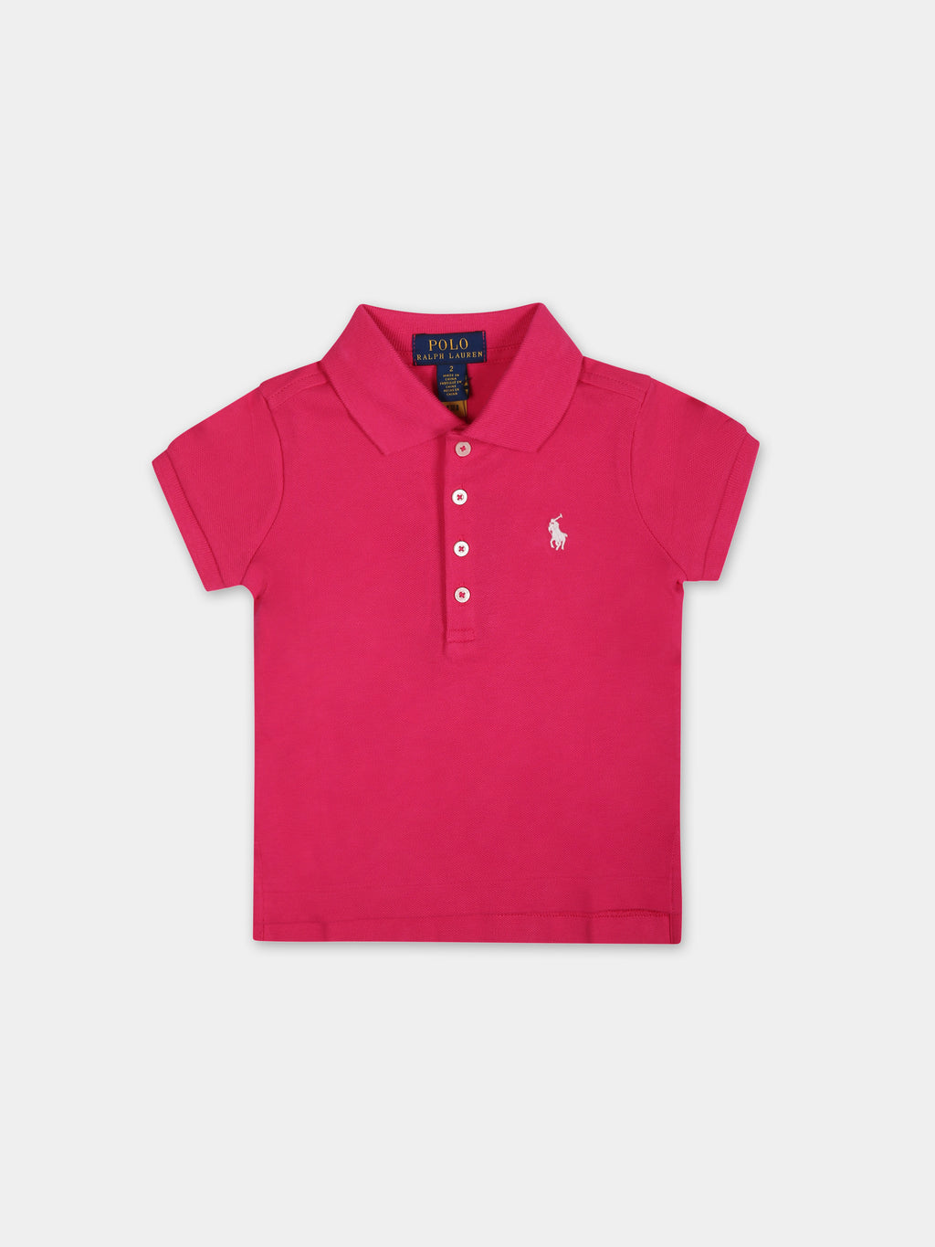 Fuchsia polo for baby girl with pony